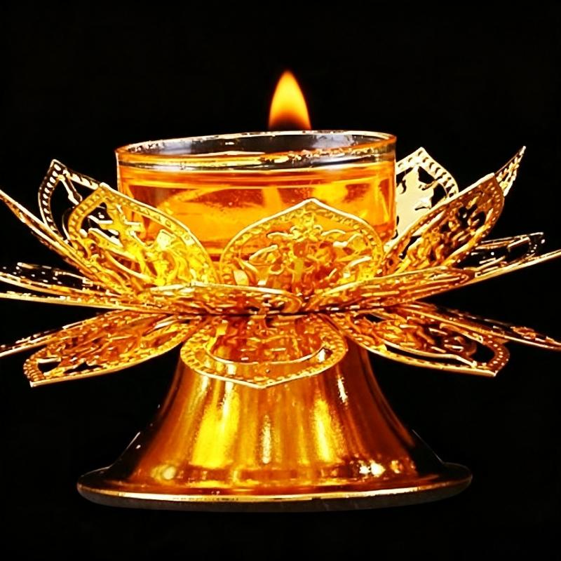 Incense Holder - Altın Lotus Tasarımlı Tealight Mumluk, Ghee